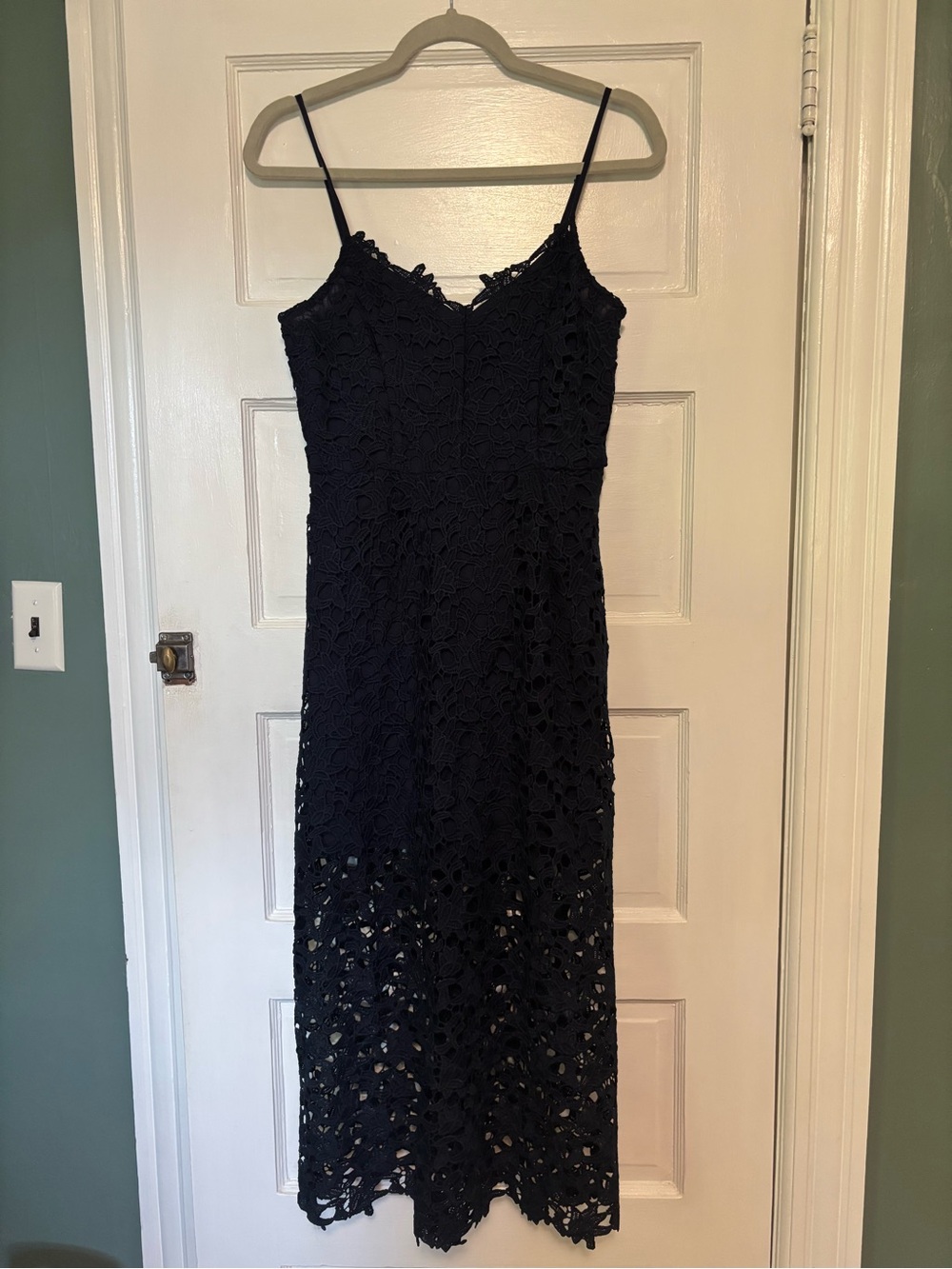 Black Lace Spaghetti Strap Midi Dress